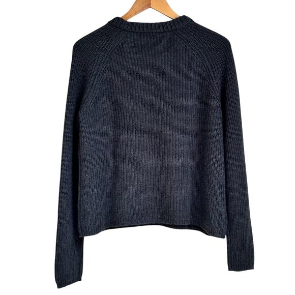 Jenni Kayne 100% Cashmere Fisherman Sweater Jumper Size M Dark Gray - Picture 2 of 8